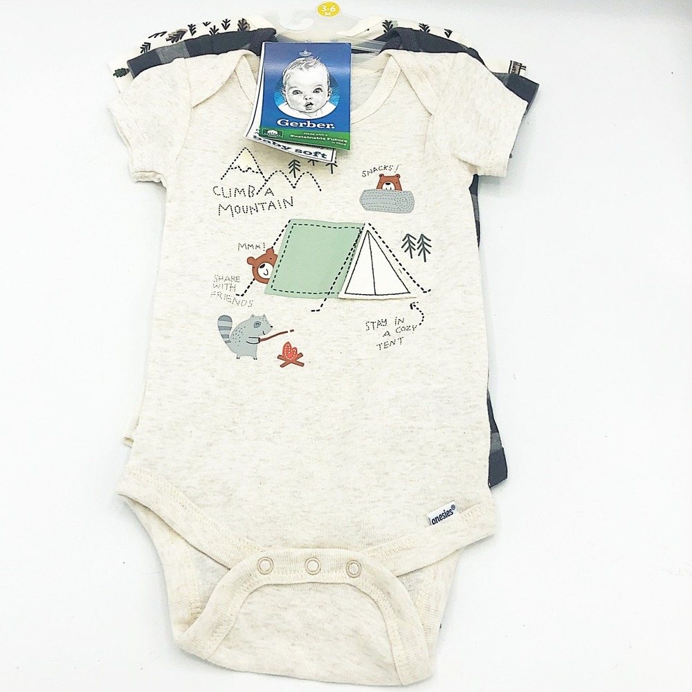 Gerber Camping Bears Set of 3 Baby 3-6 Months One Piece Bodysuit